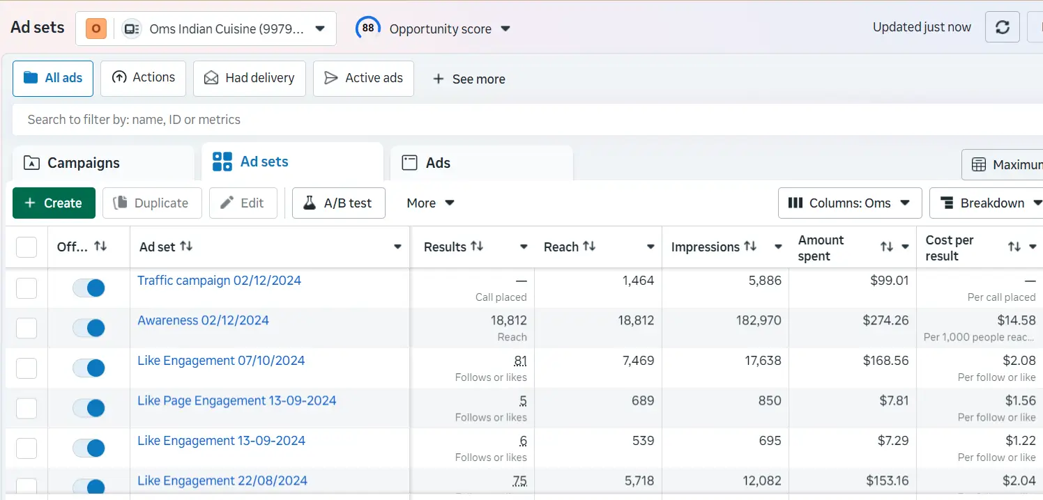 Om Indian Cuisine Facebook Ad Result 3