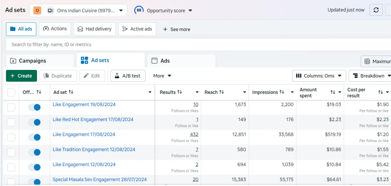 Om Indian Cuisine Facebook Ad Result 4