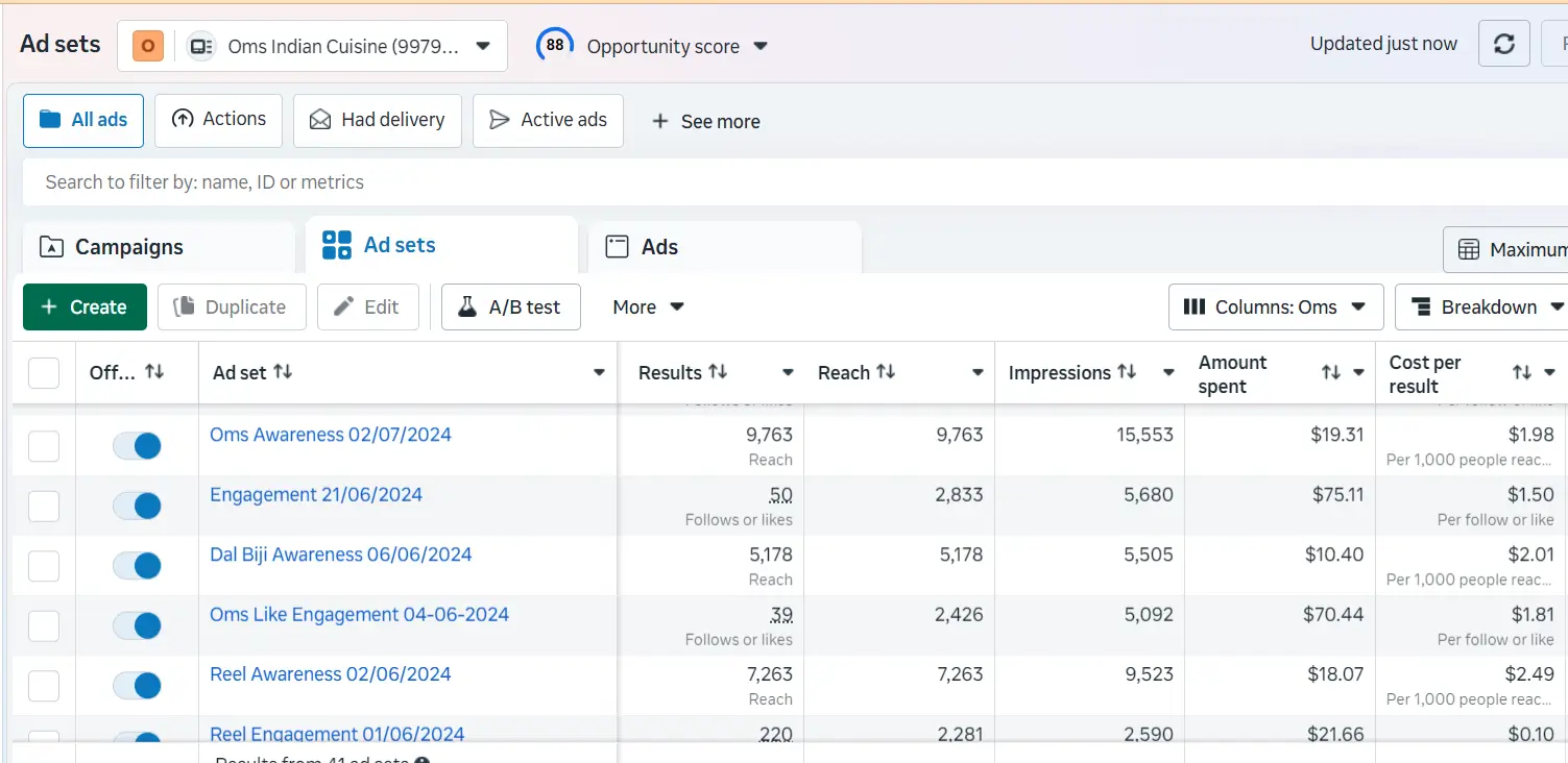 Om Indian Cuisine Facebook Ad Result 6
