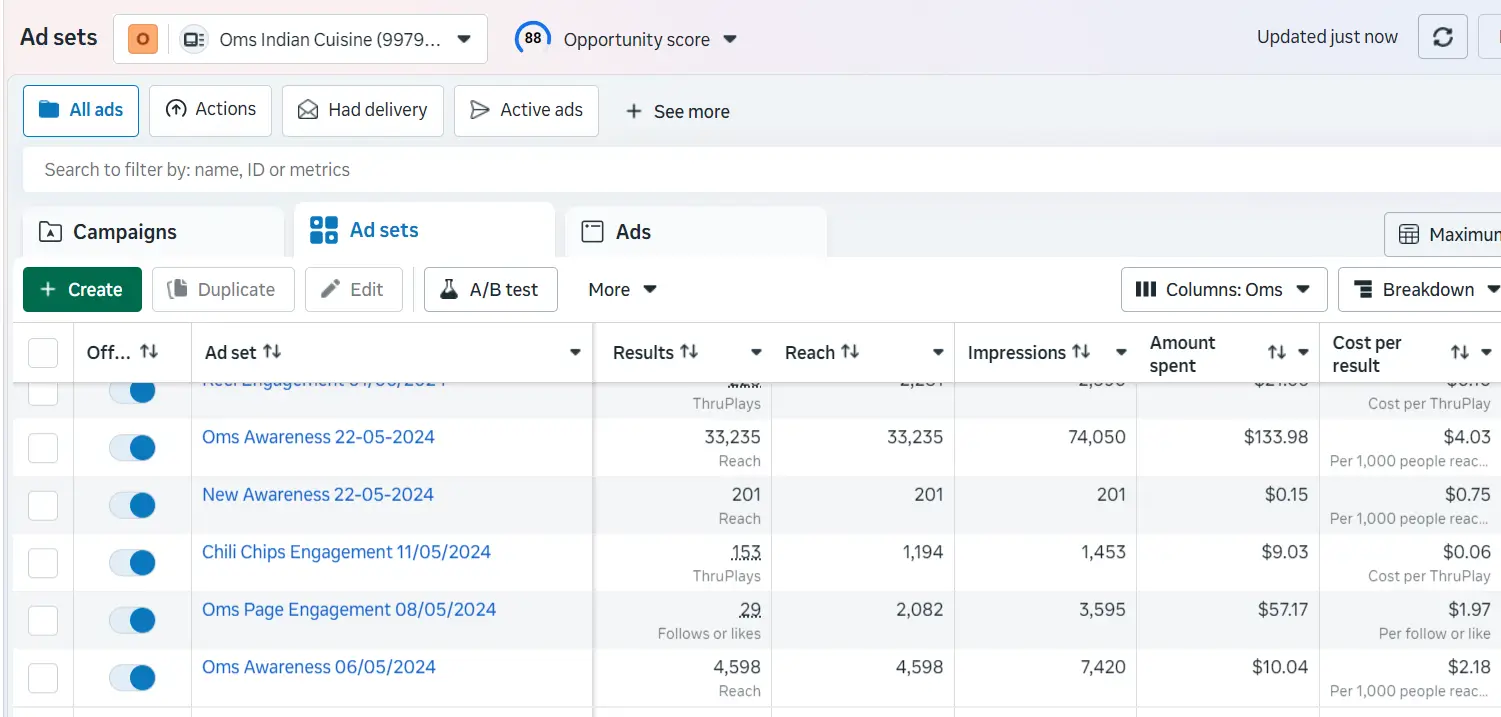 Om Indian Cuisine Facebook Ad Result 7