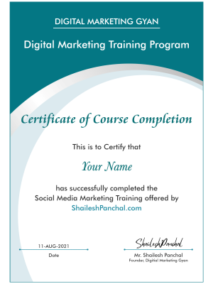 Digital Marketing Gyan Certificate Sample